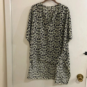 Size Small poncho over shirt size small, black leopard print